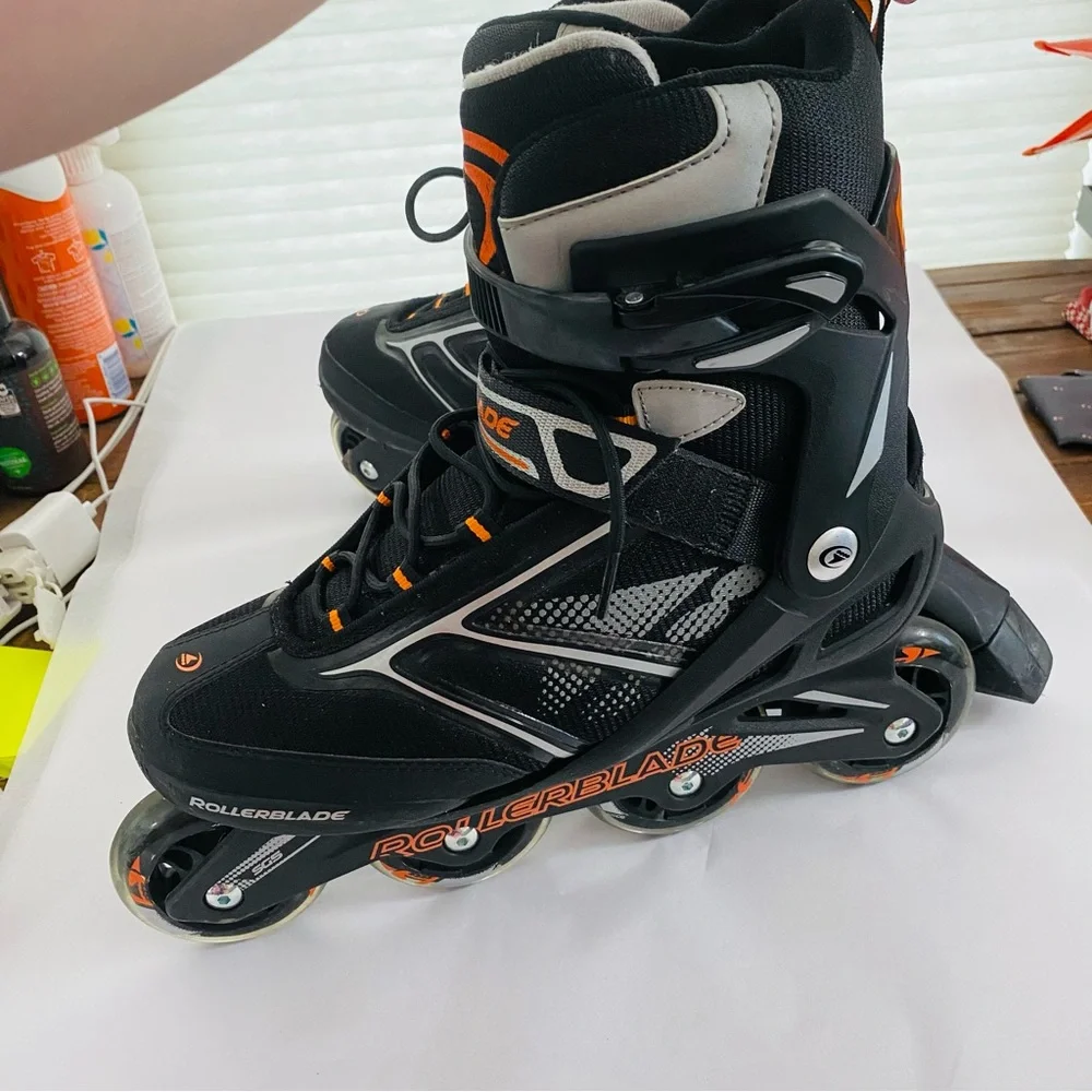 Zetrablade Inline Rollerblade Black & Neon Orange Perfect Beginner Skates Size 8 - Picture 8 of 10